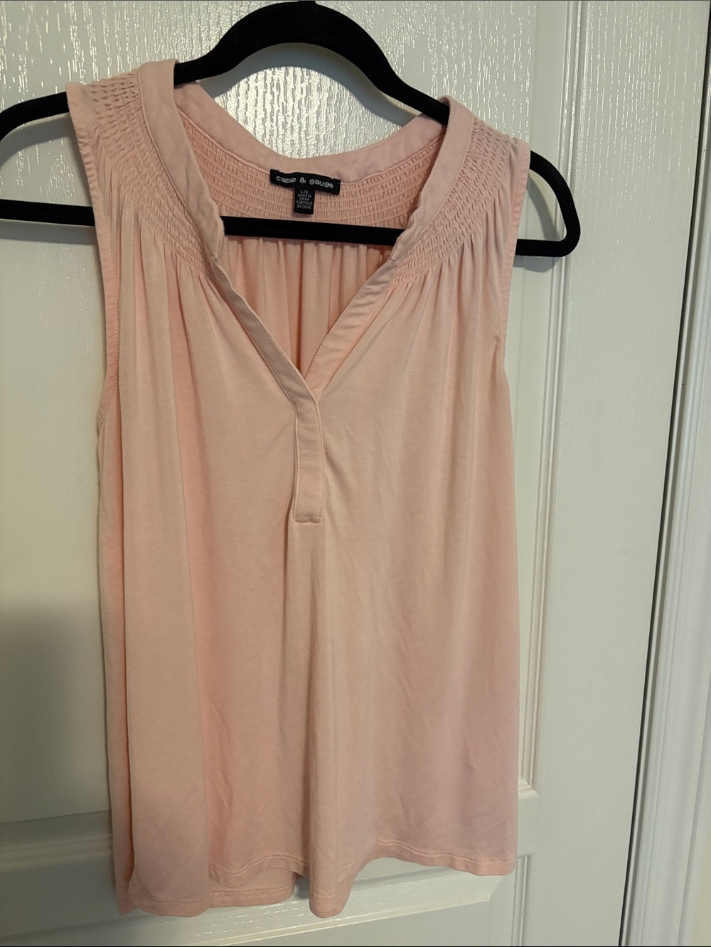 Cable & Gauge Light Pink Smocked Top